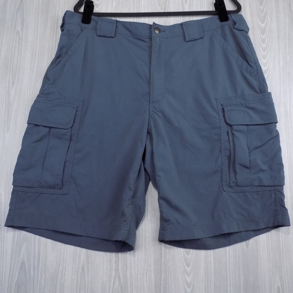 Duluth Trading Co Mens XL Blue Gray Nylon Cargo Shorts Utility Gorpcore Outdoor